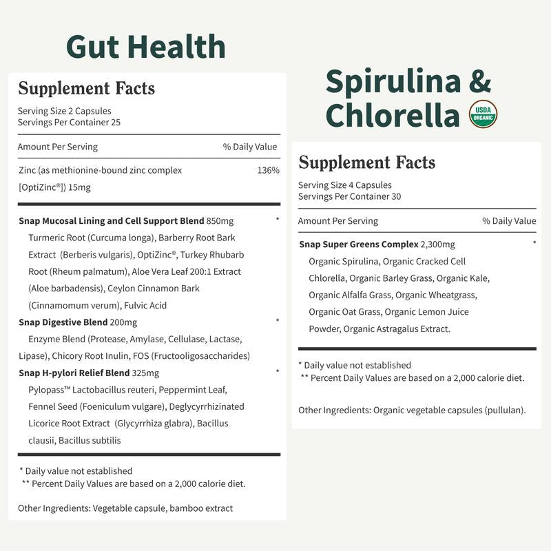 Gut Glow Bundle - Gut Health + FREE Spirulina & Chlorella